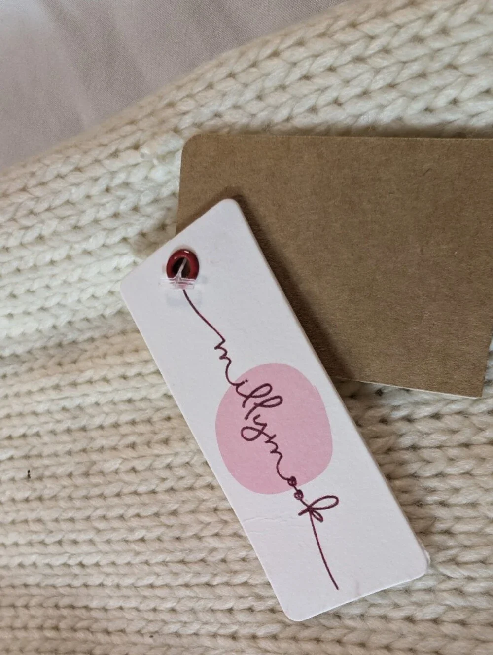 Kids Cream Knit Scarf with Pink and Mustard Tassels